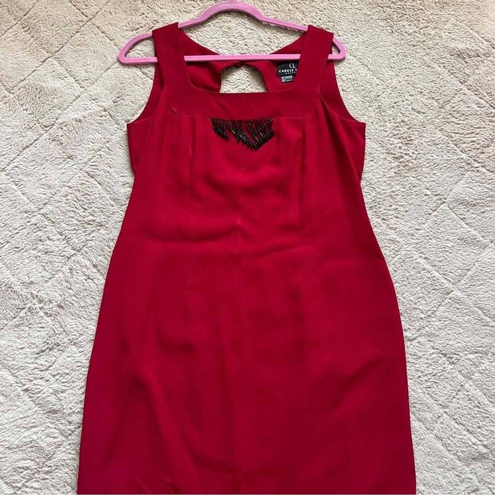 Vintage Carole Little Beaded Sheath Midi Dress Old Money Formal Homecoming Sz 10